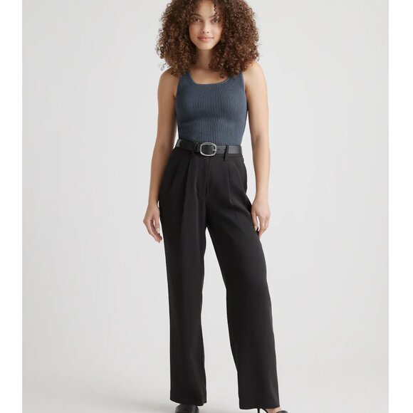 Quince Pants - QUINCE Stretch Crepe Pleated Wide Leg Pants